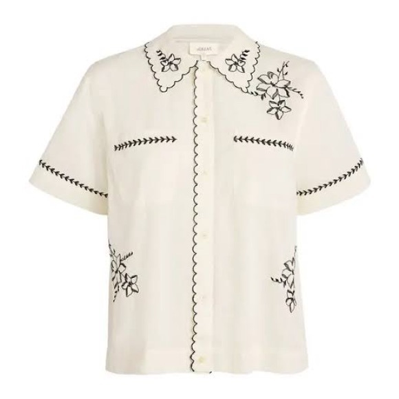 THE GREAT Embroidered Cream Top - Picture 3 of 4